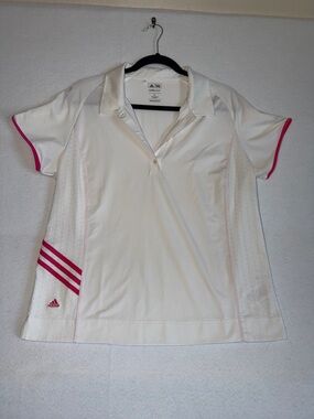 adidas climacool Golf Polo with Mesh sides Pink Trim
